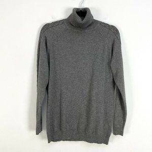 Gray Pullover Sweater Turtleneck Women Size Medium Knit Top